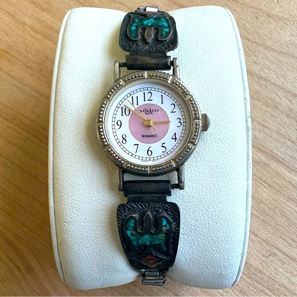 VTG LA Express ladies southwestern Sterling silver eagle watch NEW BATTERY